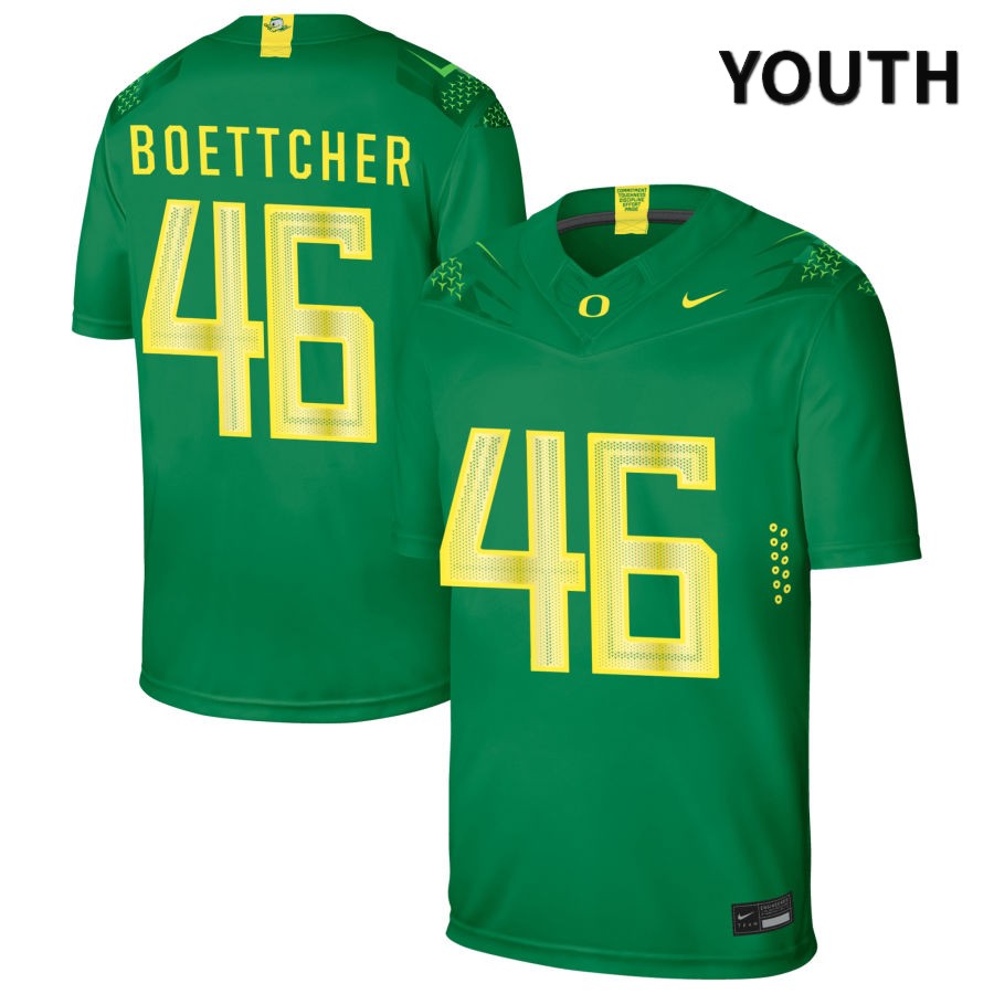 Oregon Ducks Youth #46 Bryce Boettcher Football College Authentic Green NIL 2022 Nike Jersey DUM81O7B